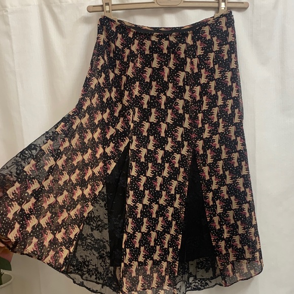 Betsey Johnson Dresses & Skirts - Vintage Betsey Johnson Cat and The Fiddle Pleated Lace Chiffon A-Line Skirt Y2K